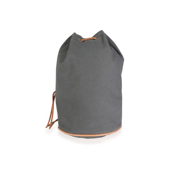 Hermès Gray Canvas Polochon Mimile Drawstring Bucket Bag Backpack PHW - Picture 1 of 7